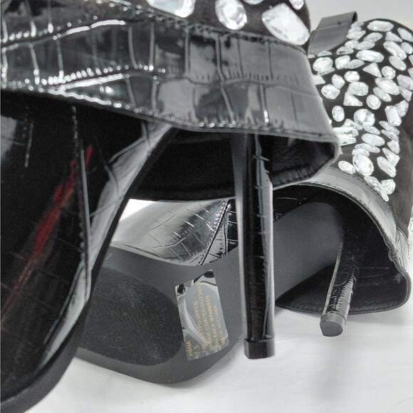 Lauren Lorraine Hana Rhinestone Cowboy Boots Black Western Glam Size 8 Cowgirl - Picture 8 of 12